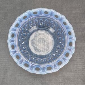 Imperial Glass Katy Blue Lace Edge Opalescent Vintage 1935 Bowl Dish Saucer